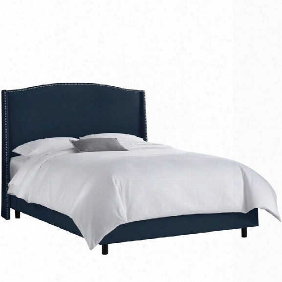 Skyline Furniture Upholstered California King Bed In Linen  Navy