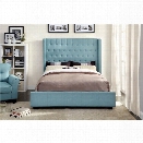 Furniture of America Elm Queen Tufted Upholstered Bed in Blue