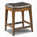 Hooker Furniture Sangria 24 Backless Leather Counter Stool in Medium Wood