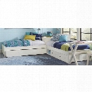 NE Kids Pulse Twin L Shaped Storage Bed with Trundle in White