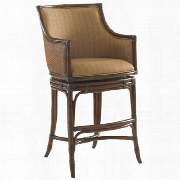 Tommy Bahama Home Landara 30 Oceana Swivel Bar Stool In Rich Tobacco