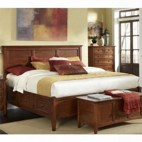 A-america Westlake King Panel Storage Bed In Cherry Brown