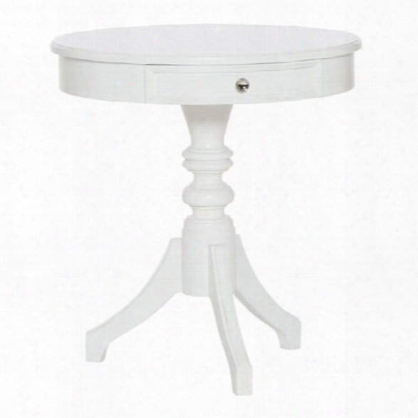 American Drew Lynn Haven 1 Drawer Wood Accent Table In White