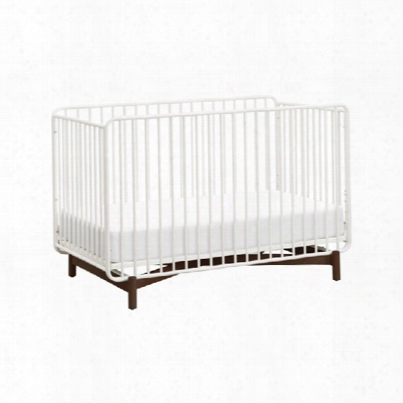 Babyletto Bixby 3-in-1 Metal Convertible Crib In Warm White / Walnut