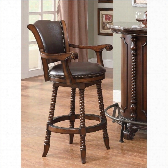 Coaster Traditional 29 Bar Stool In Cherry (set Of 2)