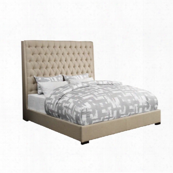 Coaster Upholstered California King Panel Bed In Cream