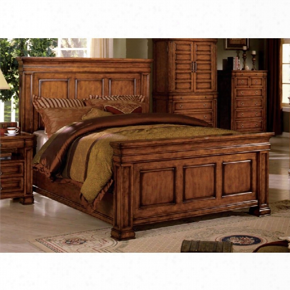 Furniture Of America Crain Queen Panel Bed In Tobacco Oak