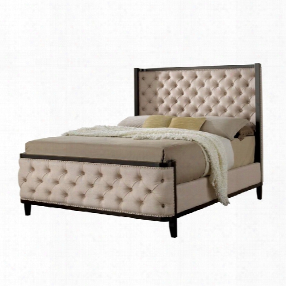 Furniture Of America Elsa King Tufted Upholstered Bed In Espresso