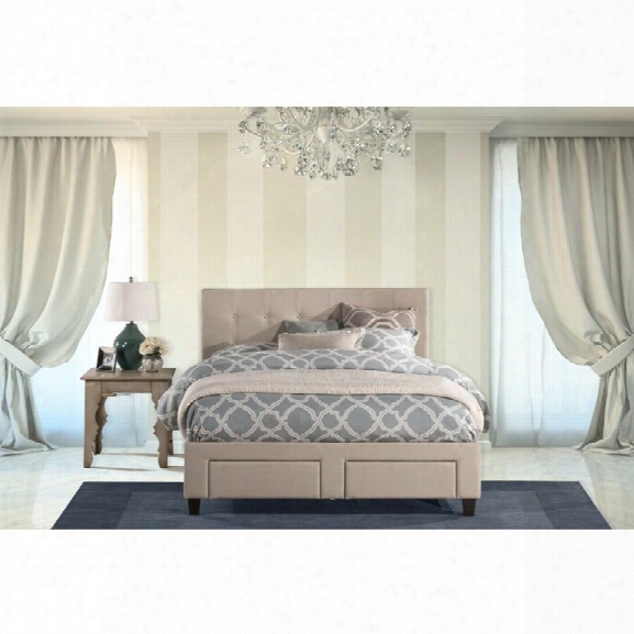 Hillsdale Duggan Upholstered King Storage Panel Bed In Beige