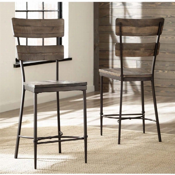 Hillsdale Jennings 25 Counter Stool In Distressed Walnut (set Of 2)