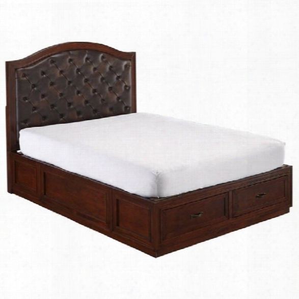 Home Styles Duet Bed With Brown Leather In Rustic Cherry-king