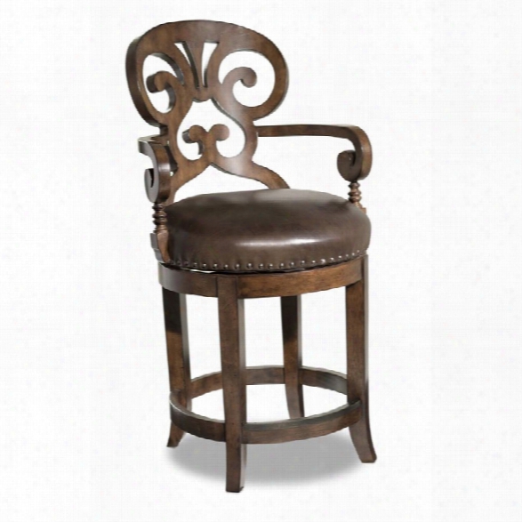 Hooker Furniture Jameson 24 Traditional Leather Counter Stool In Medium Wood