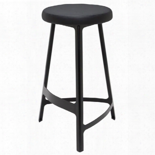 Nuevo Hyku 29.75 Faux Leather Bar Stool In Black