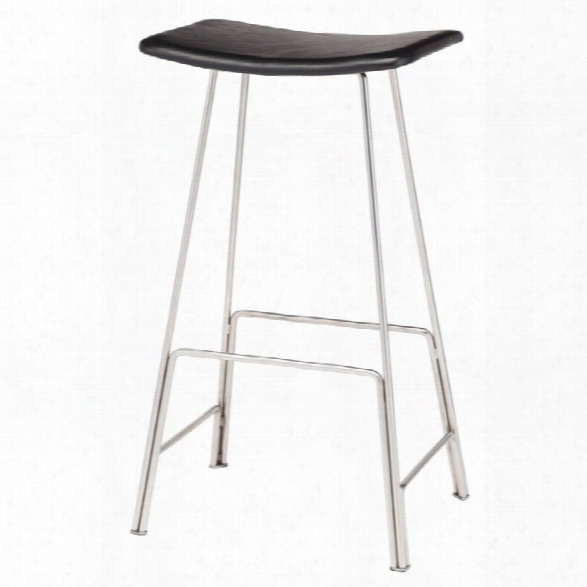 Nuevo Kirsten 30.5 Leather Bar Stool In Black