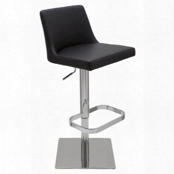 Nuevo Rome Adjustable Faux Leather Bar Stool In Black