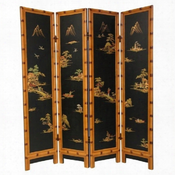 Oriental Furniture 6' Tall Ching Room Divider In Black