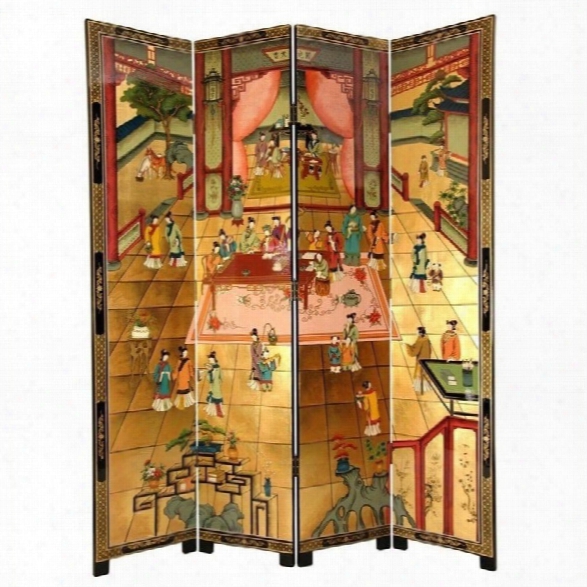 Oriental Furniture 7' Tall Dream Of The Red Chamber Screen In Gold