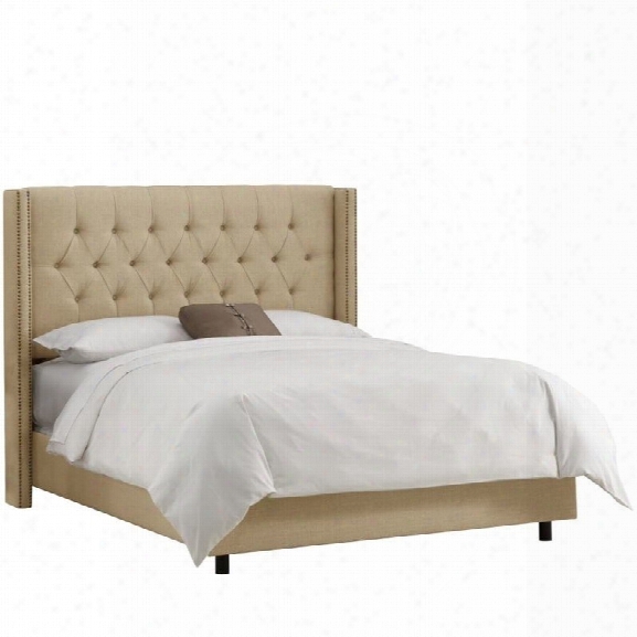 Skyline Upholstered Diamond Nail California King Bed In Sandstone