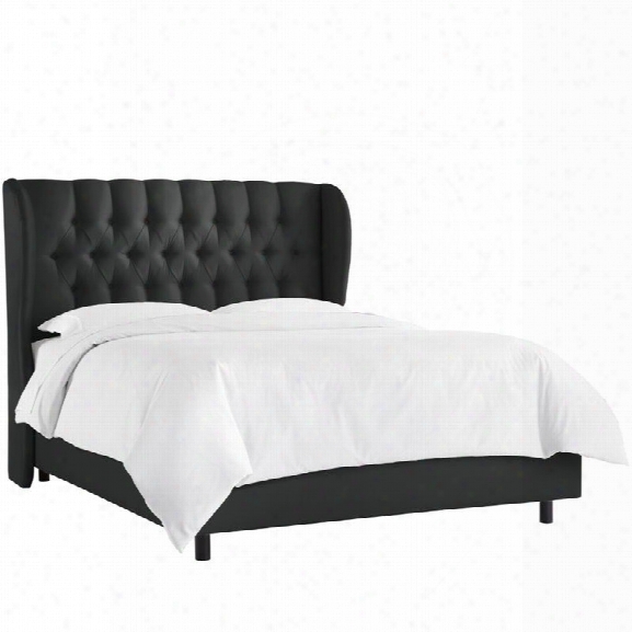 Skyline Upholstered Tufted Wingback California King Bed In Black