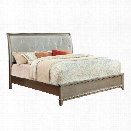 Furniture of America Lillianne King Tufted Leather Bed in Silver