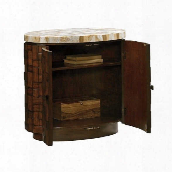 Tommy Bahama Island Fusion Banyan Oval Accent Table In Brown