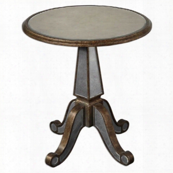 Uttermost Eraman Mirrored Accent Table In Antiqued Rustic Gold Inset