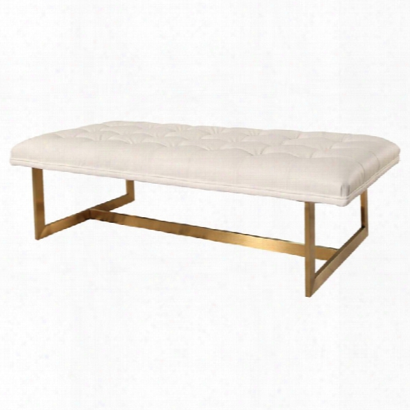 Abbyson Living Ava Tufted Leather Bench In White