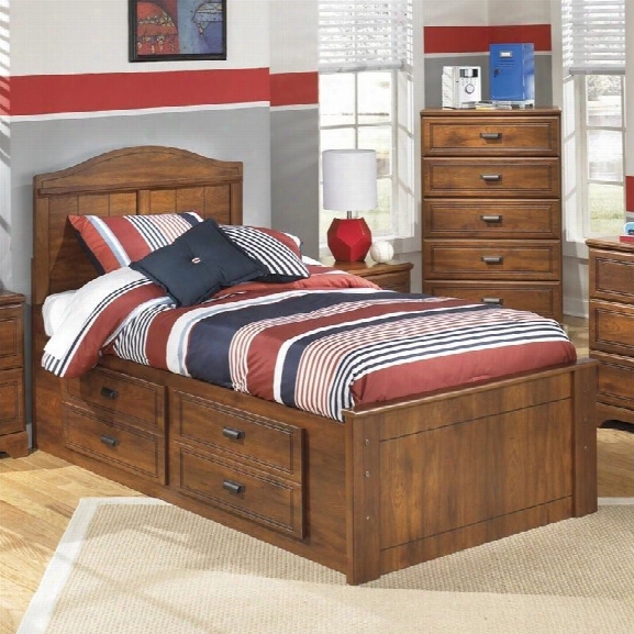 Ashley Barchan Wood Twin Panel Double Drawer Bed In Brown