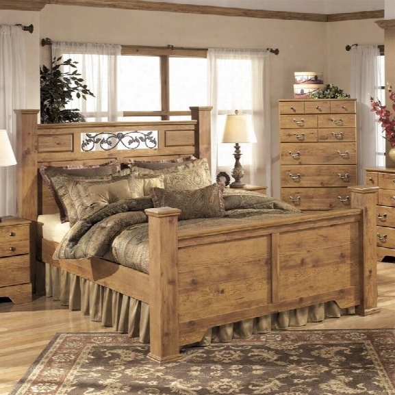 Ashley Bittersweet Wood King Poster Panel Bed In Light Brown