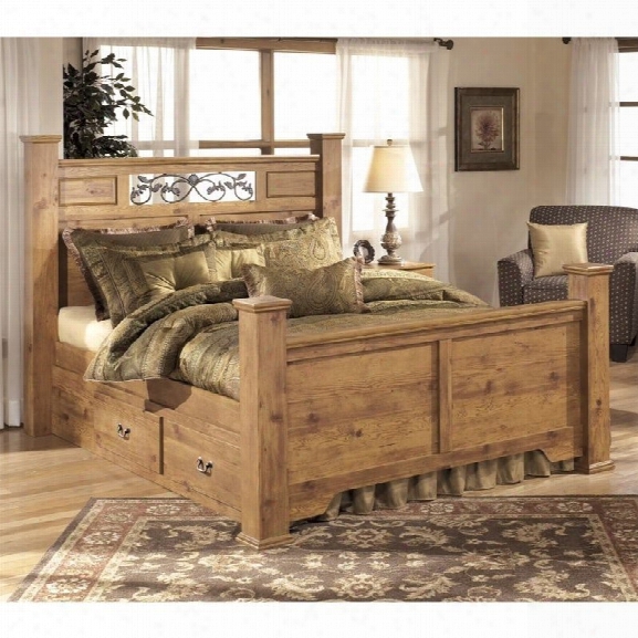 Ashley Bittersweet Wood Queen Double Drawer Panel Bed In Light Brown