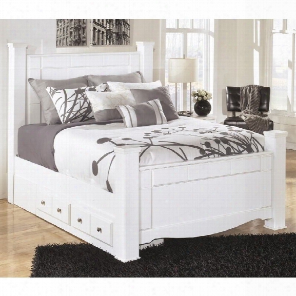 Ashley Weeki Wood Queen Double Drawer Panel Bed In White