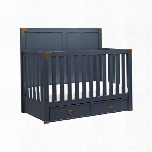 Baby Knightly Wyatt 4 In 1 Convertible Crib In Graphite Blue
