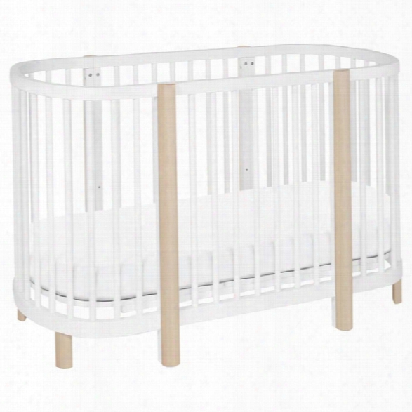 Babyletto Hula Convertible Oval Crib With Mini Pad In White Natural