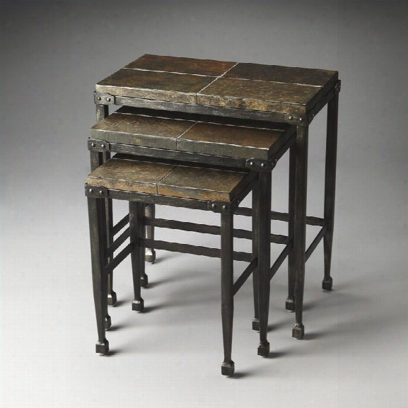 Butler Specialty Burnham Metalworks Nesting Tables In Slate And Metal