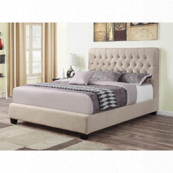 Coaster Chloe Upholstered King Bed In Oatmeal