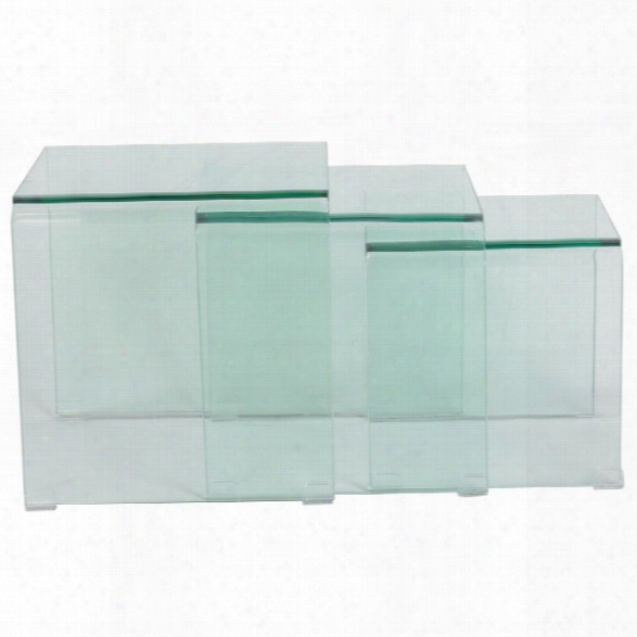 Eurostyle Gianna Clear Glass 3 Piece Nesting Table Set