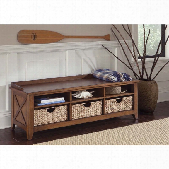 Liberty Furniture Hearthstone 6 Cubby Storage Bench In Rustic Oak