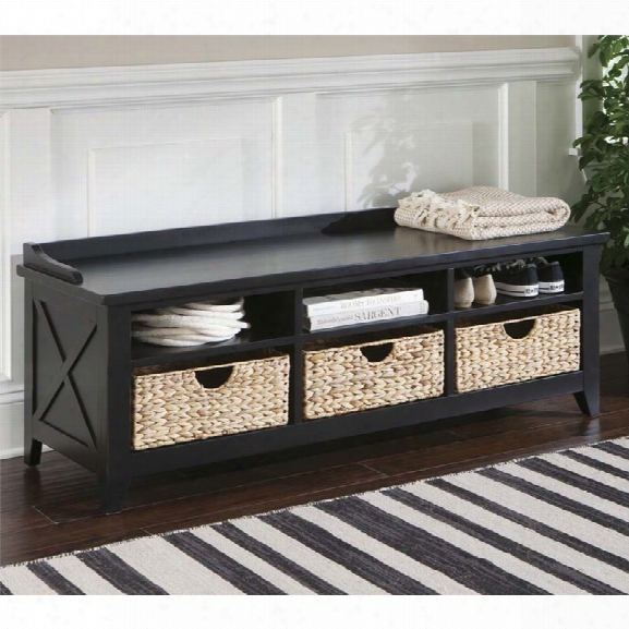Liberty Furniture Hearthstone 6 Cubby Storage Bench In Rustic Black
