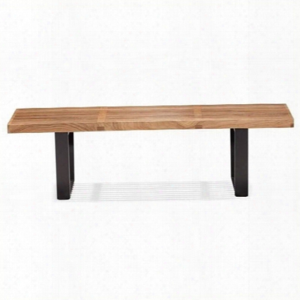 Maklaine Modern Wood Double Bench In Natural