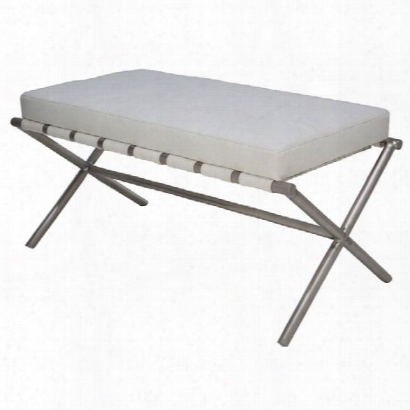 Nuevo Auguste 59 Faux Leather Tufted Bench In White