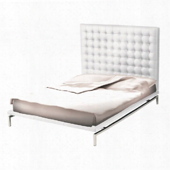 Nuevo Bentley Faux Leather Upholstered Queen Panel Bed In White