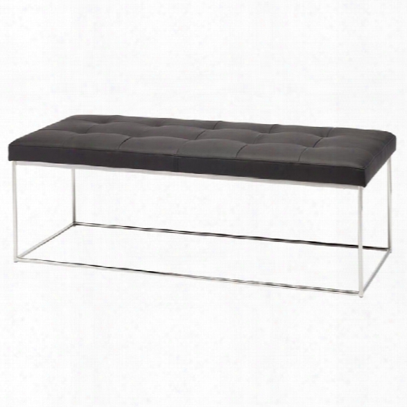 Nuevo Caen Faux Leather Tufted Bench In Black