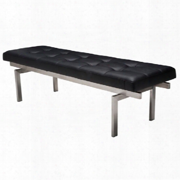 Nuevo Louve 59.25 Faux Leather Tufted Bench In Black