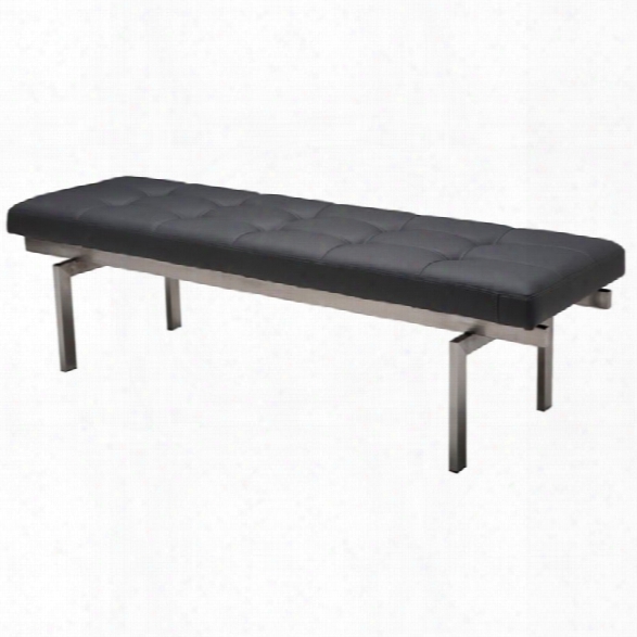 Nuevo Louve 59.25 Faux Leather Tufted Bench In Gray