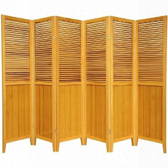 Oriental Beadboard 6 Panel Room Divider In Honey