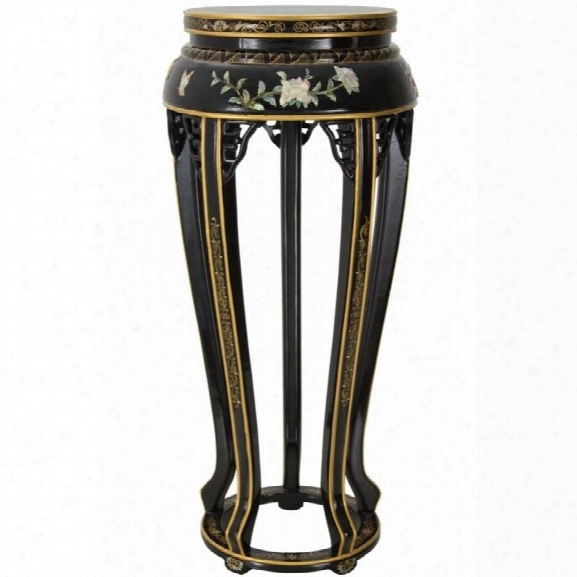 Oriental Furniture 36 Lacquer Plant Stand In Black