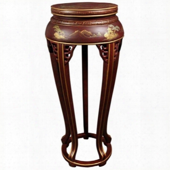 Oriental Furniture 36 Lacquer Plant Stand In Red Lacquer