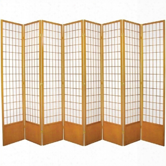 Oriental Furniture 7 ' Tall Window Pane Shoji Screen In Honey