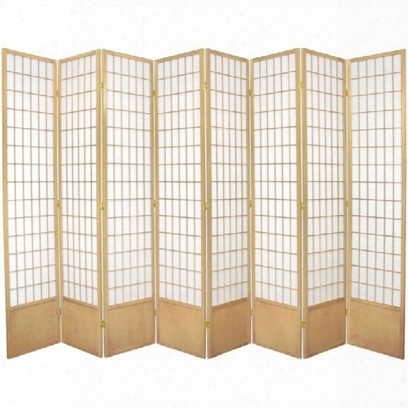 Oriental Furniture 7 ' Tall Window Pane Shoji Screen In Natural