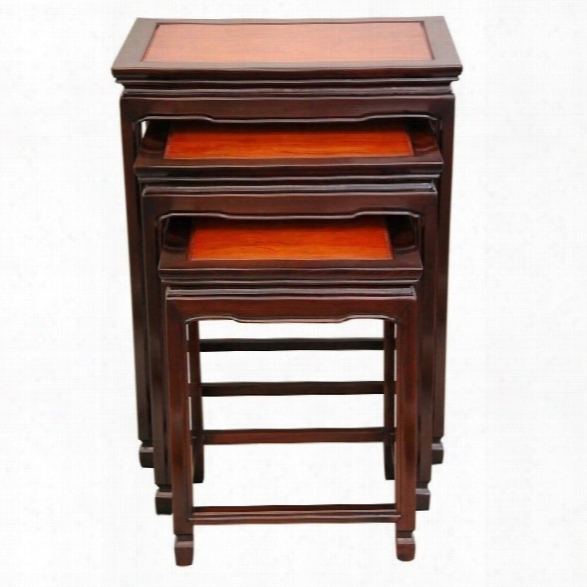 Oriental Furniture Nesting Table S In Honey And Cherry Stain (set Of 3)